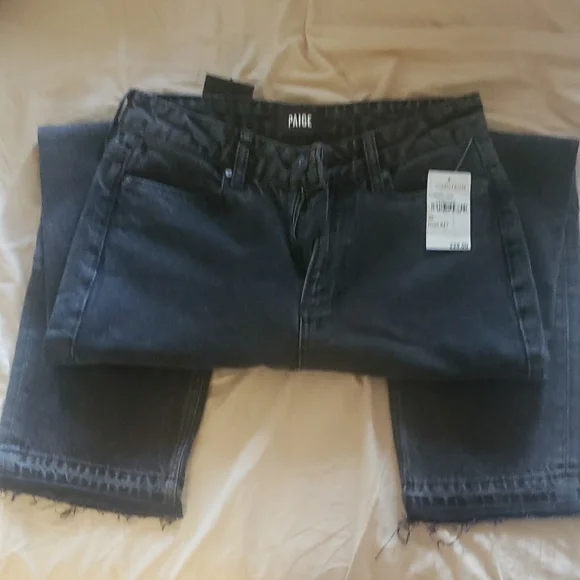 Paige Sarah Straight Ankle Jeans in Charcoal